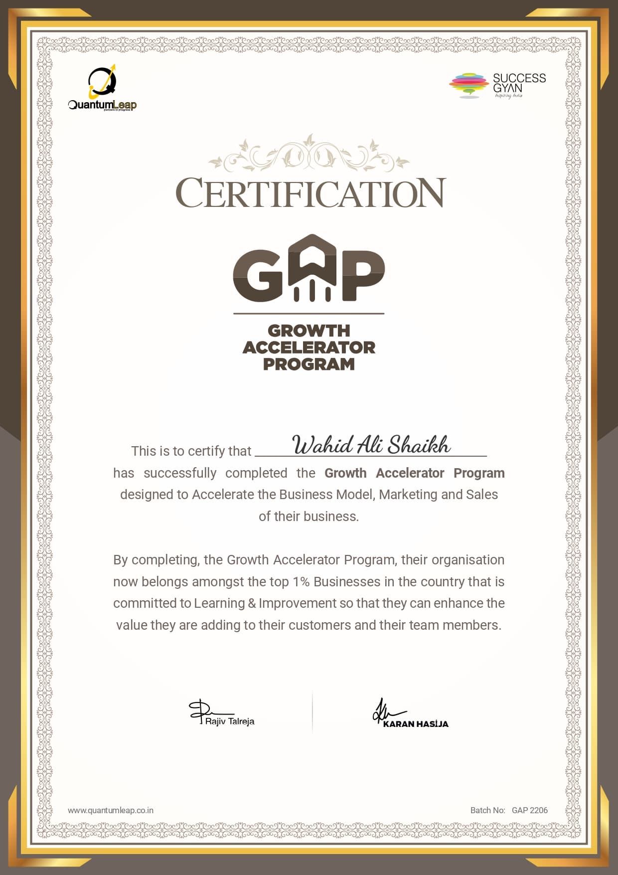 GAP 2206 — Wahid Ali Shaikh